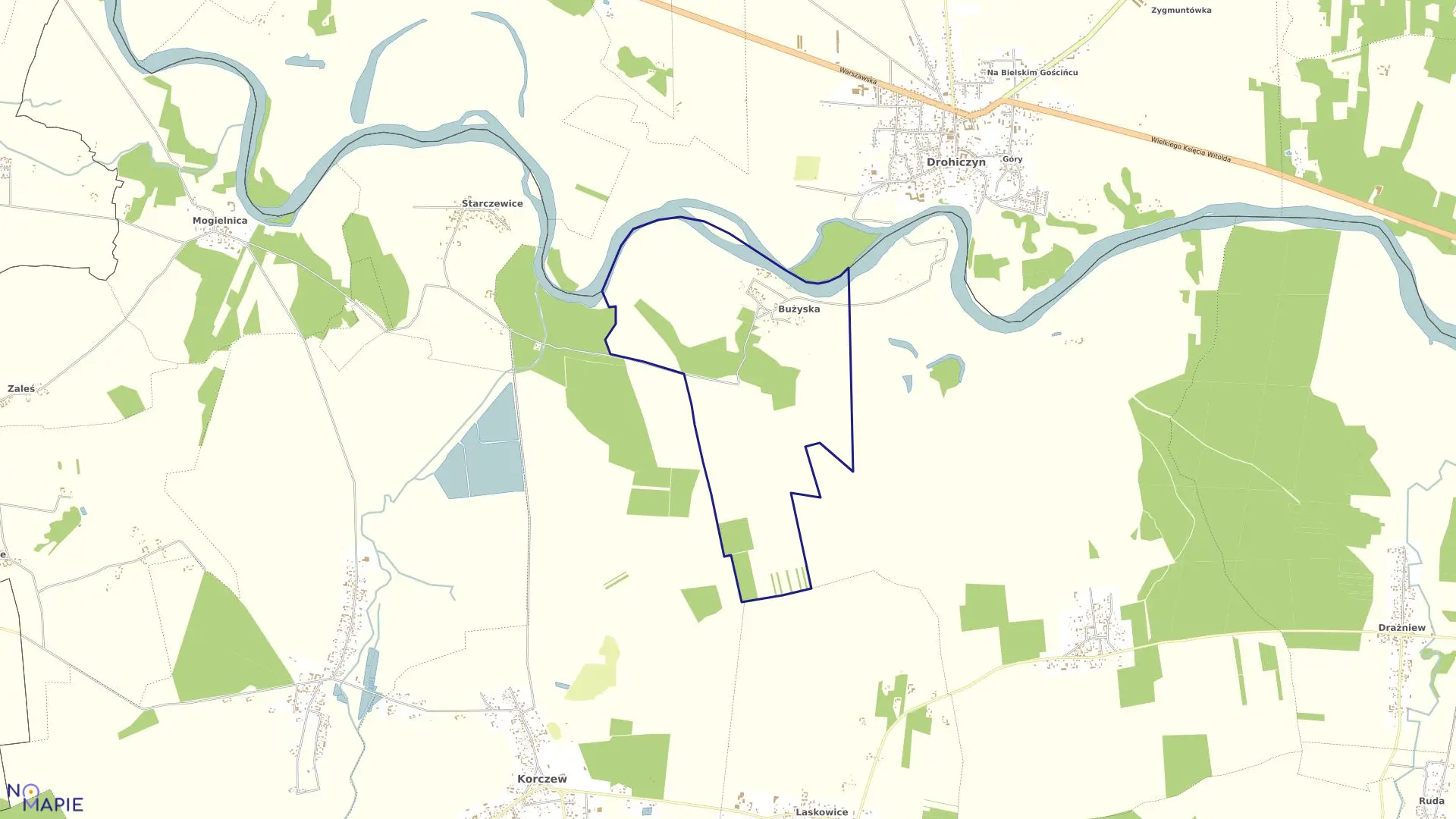 Mapa obrębu BUŻYSKA w gminie Korczew