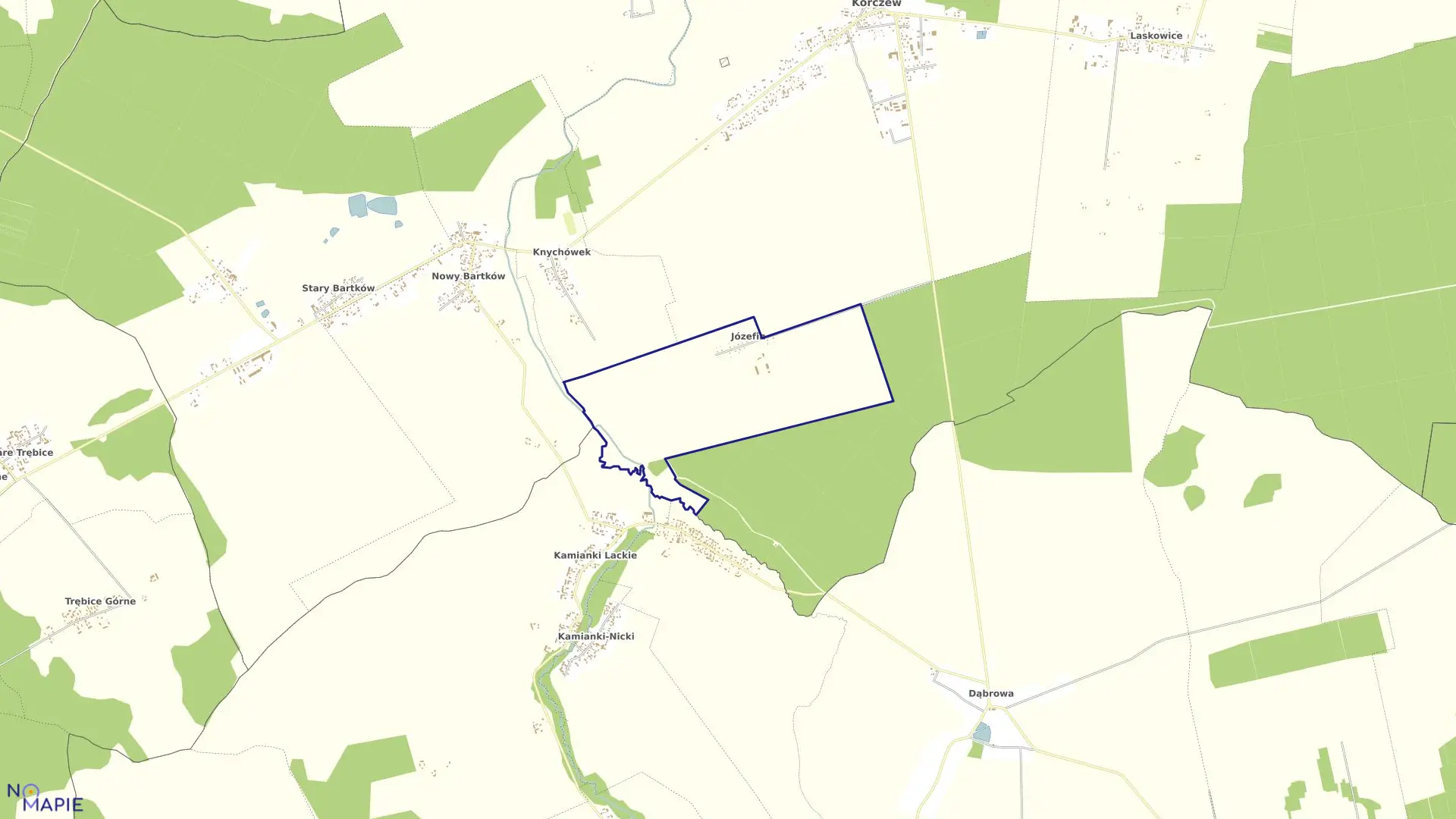 Mapa obrębu JÓZEFIN w gminie Korczew
