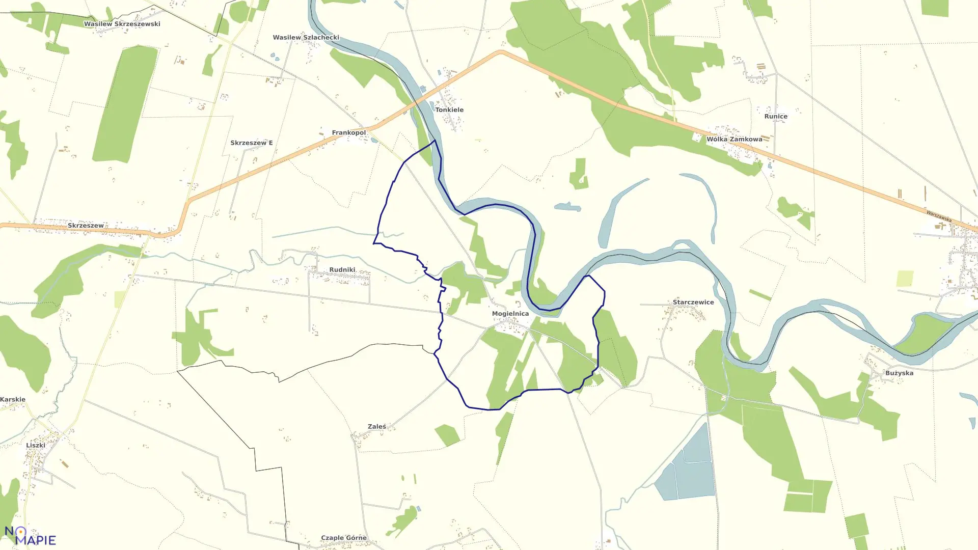 Mapa obrębu MOGIELNICA w gminie Korczew